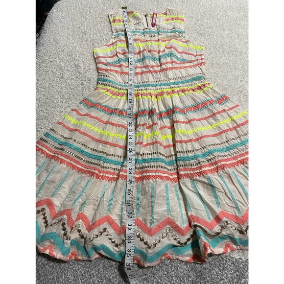 TR Designs Womens Sz S /P Sleeveless Embroidered Short Dress Peach Multicolor - Picture 5 of 9
